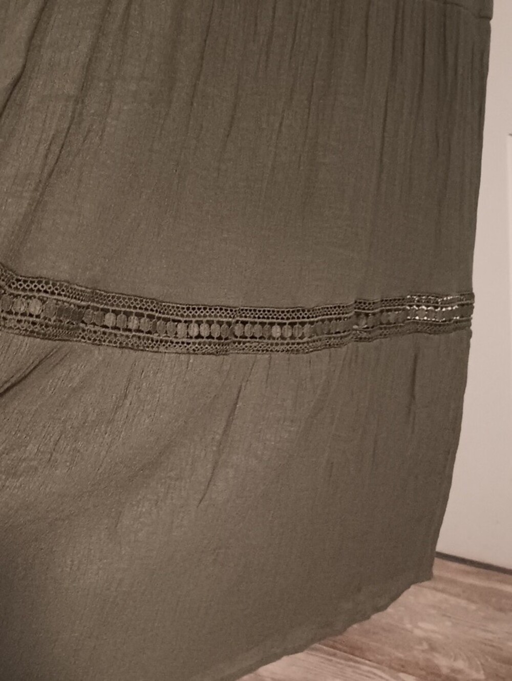 Indigo Rose Sleeveless Olive Maxi Dress with Lace Trim - Picture 7 of 10